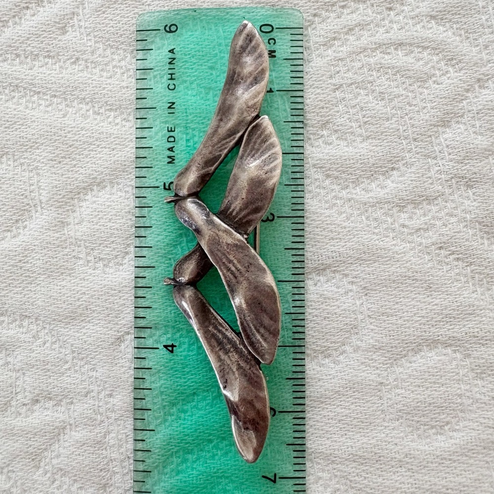 Vintage Jo Michels Sterling Silver Samara Maple Seed Pod Pin Brooch - Picture 4 of 7
